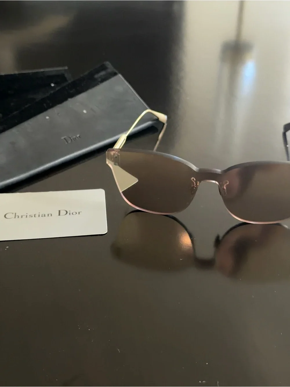 Christian Dior Rimless Pink Lens Women's Sunglasses